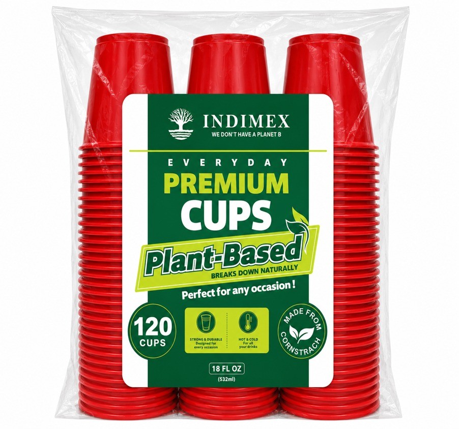 Corn Starch Cups — 120 ct — Red