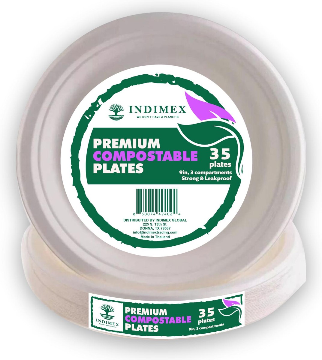 Bagasse Plates & Bowls — 9" Plate — 3 compartments
