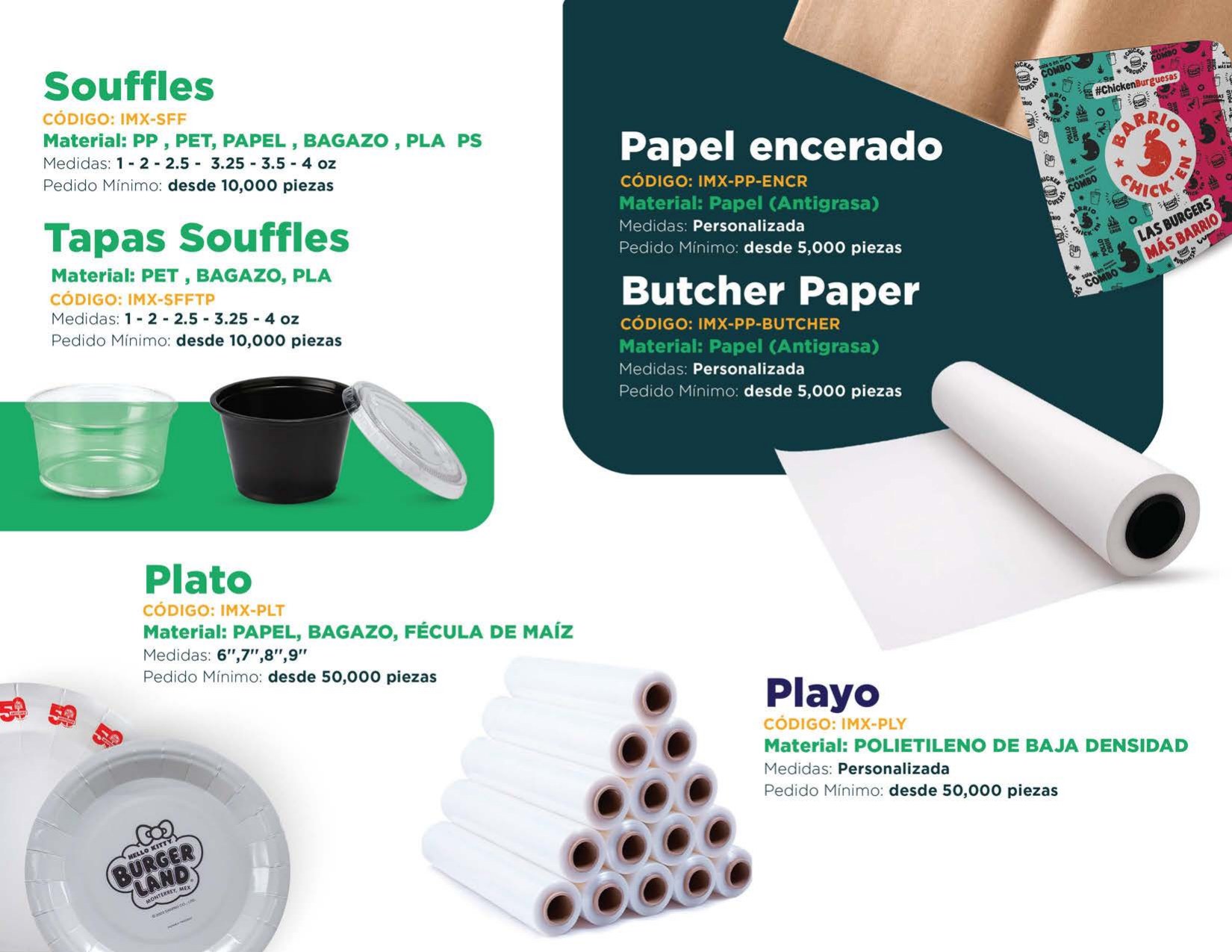 Portion cups, wax paper, plates and stretch film